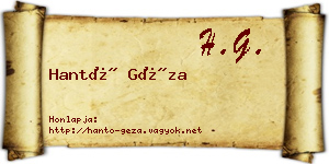 Hantó Géza névjegykártya