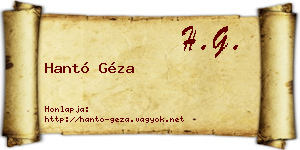 Hantó Géza névjegykártya