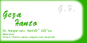 geza hanto business card